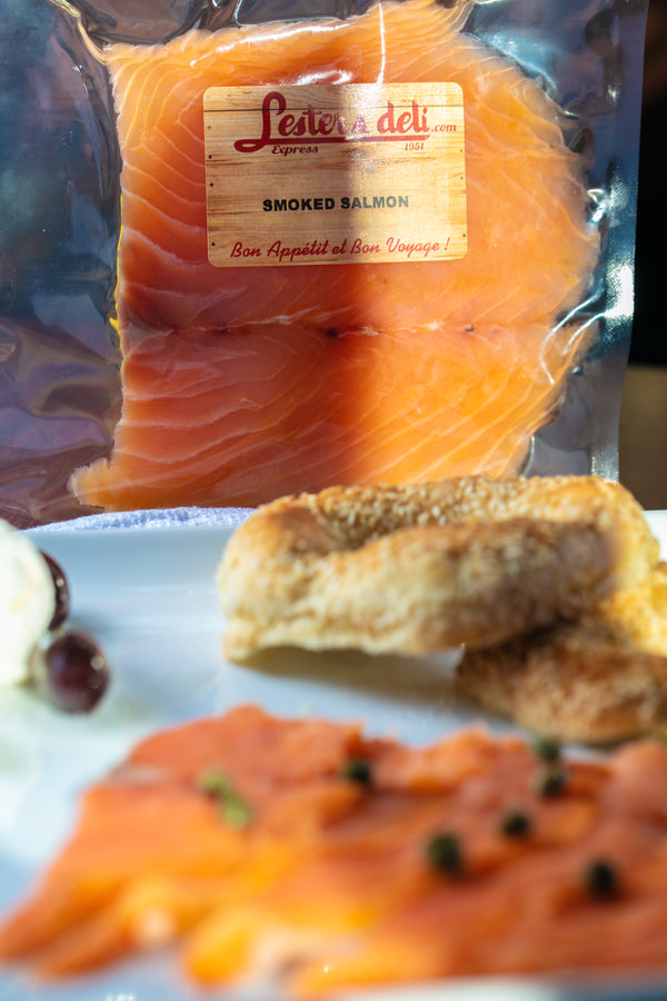 Lester's Deli Sushi Grade Smoked Salmon (lox) made w/ Cognac and Maple Syrup 1/2 Pound